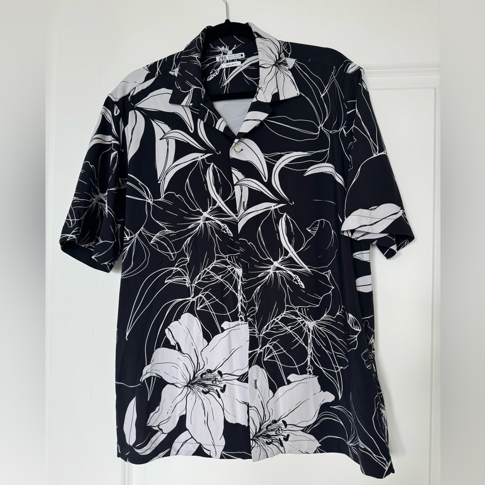 Black and White Floral Men's Shirt